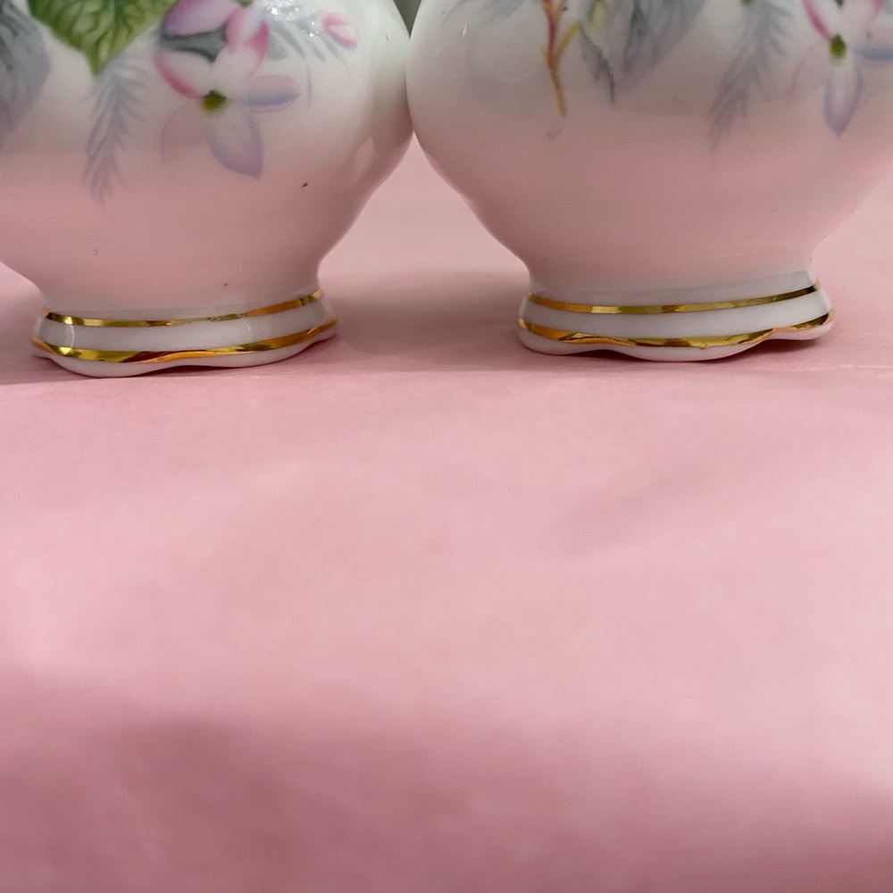 EUC VTG ROYAL ALBERT BONE CHINA SALT AND PEPPER SHAKERS IN “MAYFLOWER” PATTERN - Picture 8 of 10